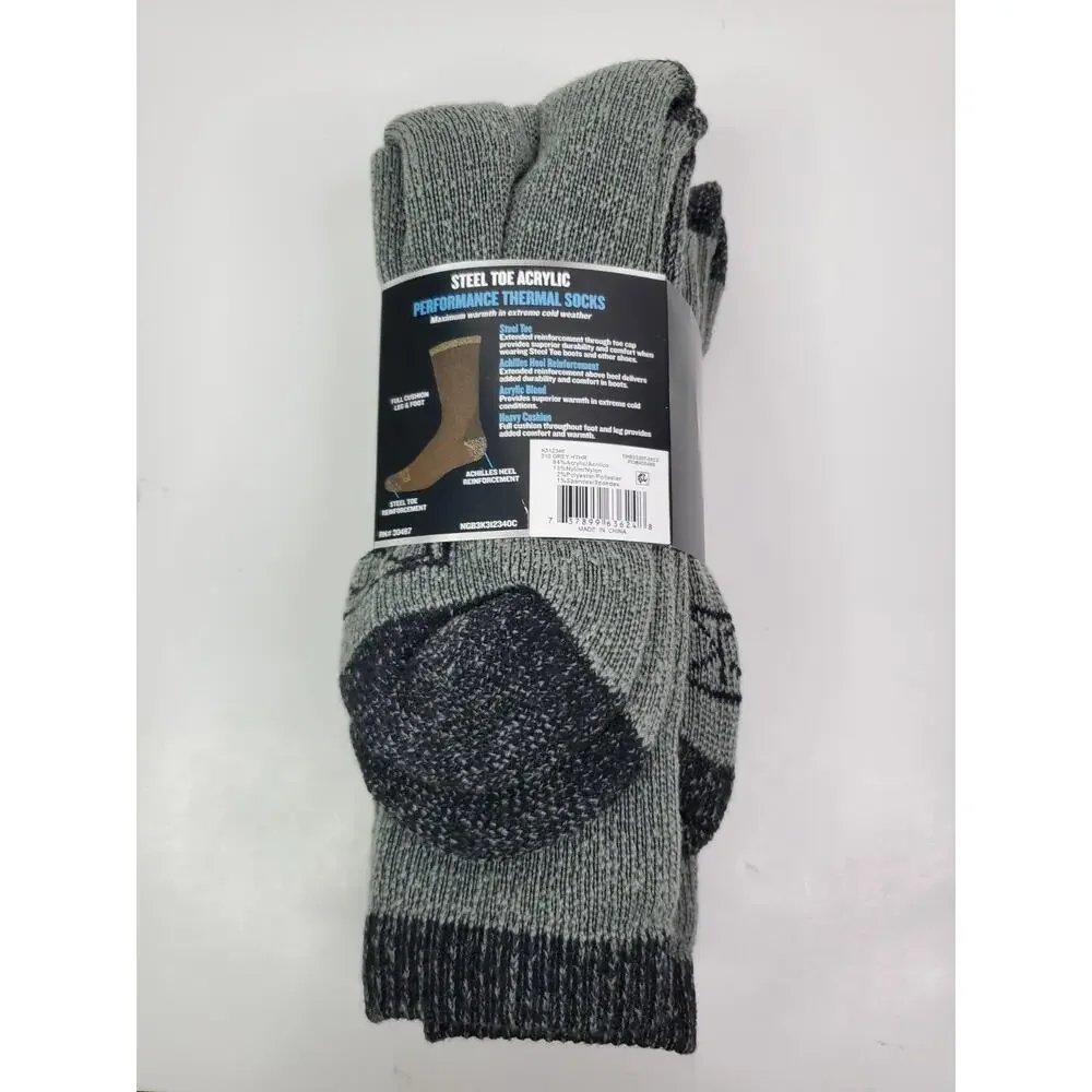 Dickies 3pr Steel Toe Acrylic Blend Heavy Thermal Crew Socks Size 6-12 *NEW*